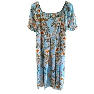 NWOT Shein Powder Blue Floral Maxi Dress Boho Bridgerton style